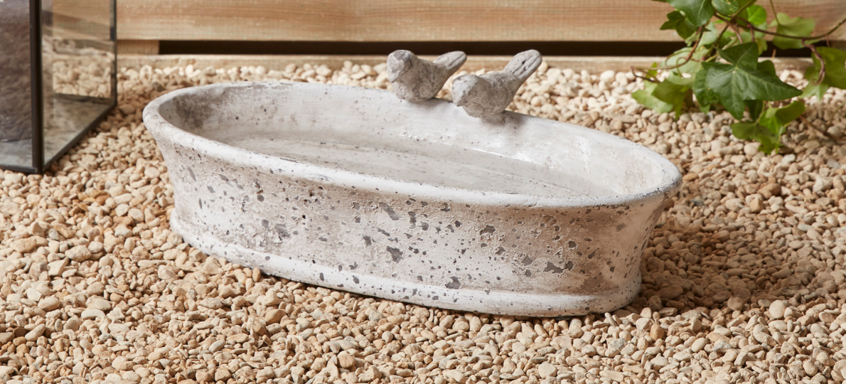 LARGE STONE BIRD DETAIL BOWL