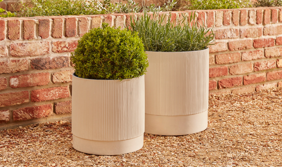 SET OF 2 LARGE BLUE PLANT POTS